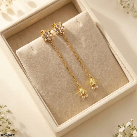 PEDH00171 MZM Flower Bell Drop Earrings - PEDH