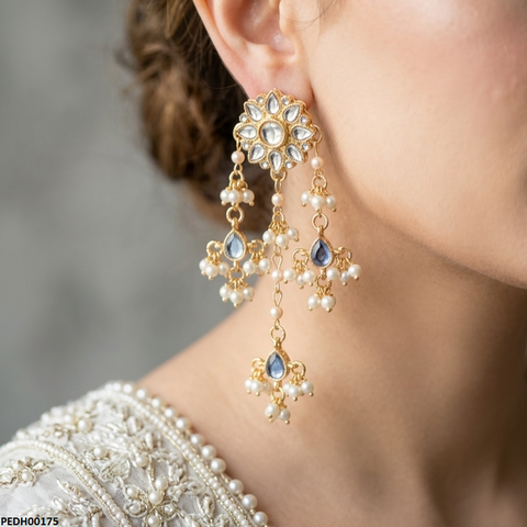 PEDH00175 SDQ Round/Tear Pearl Drop Earrings - PEDH