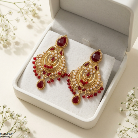 PEDH00179  SDQ Moon Tear Drop Earrings - PEDH