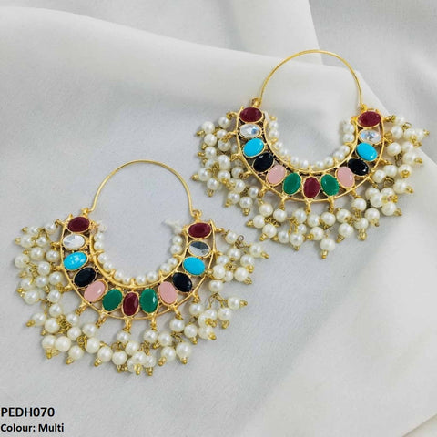 PEDH070 FRN Oval Layered Drop Earrings Pair - PEDH