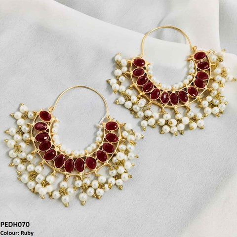PEDH070 FRN Oval Layered Drop Earrings Pair - PEDH