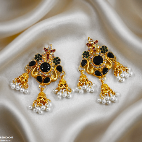 PEJH00067 FRN Tear Flower Pearl Drop Jhumki - PEJH