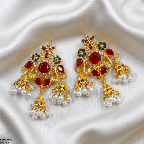 PEJH00067 FRN Tear Flower Pearl Drop Jhumki - PEJH
