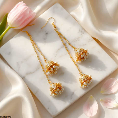 PEJH00070 ABD Double Jhumki Pearl Drop - PEJH