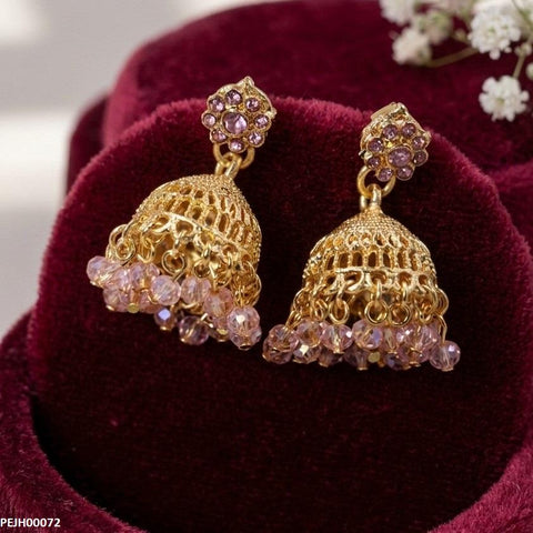 PEJH00072 SDQ Flower Pearl Drop Jhumki - PEJH