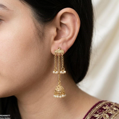 PEJH00077 ABD Layered Pearl Drop Jhumki - PEJH
