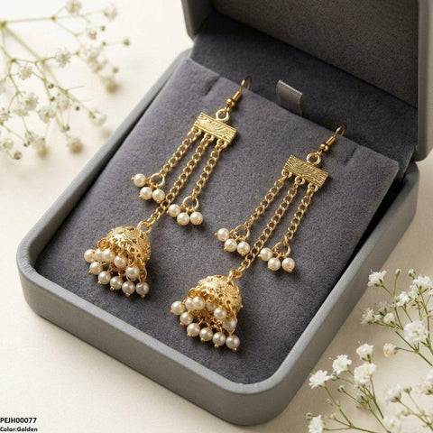 PEJH00077 ABD Layered Pearl Drop Jhumki - PEJH