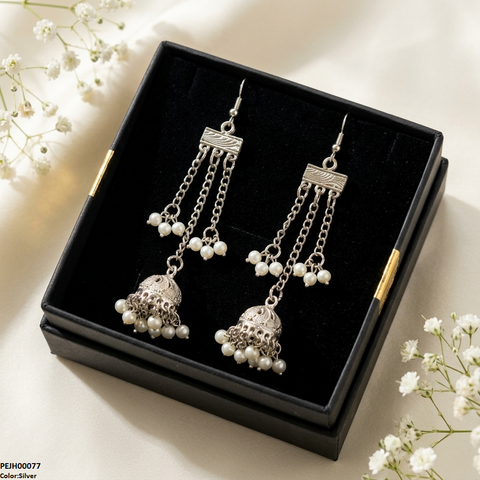 PEJH00077 ABD Layered Pearl Drop Jhumki - PEJH
