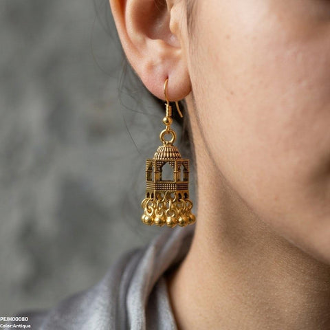 PEJH00080 ABD Dome Shape Pearl Drop Jhumki - PEJH
