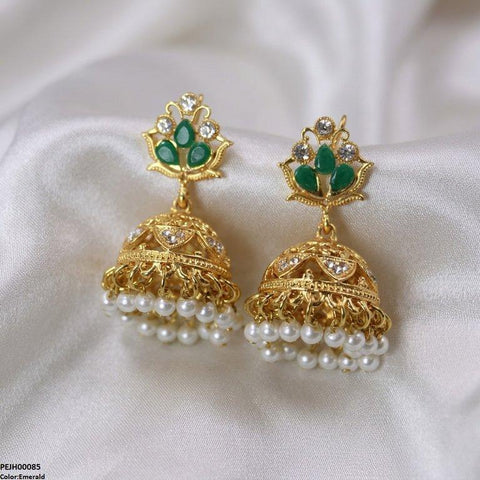 PEJH00085 FRN Flower Pearl Drop Jhumki Drop - PEJH