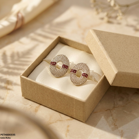 PETH00335  FRN Oval Round Stone Tops Pair - PETH