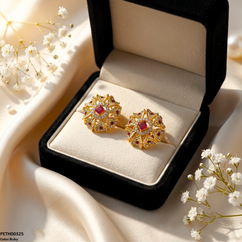 PETH00325 MZM Rectangle Round Flower Tops Pair - PETH