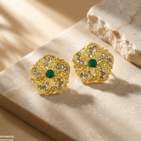 PETH00329 FRN Round Flower Tops Pair - PETH