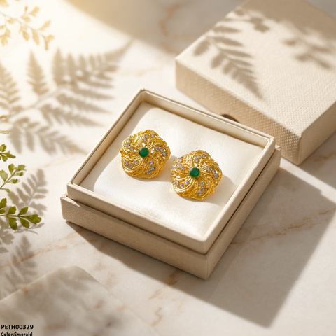 PETH00329 FRN Round Flower Tops Pair - PETH