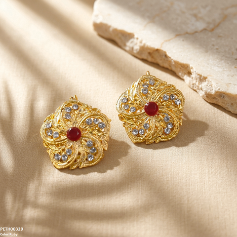 PETH00329 FRN Round Flower Tops Pair - PETH
