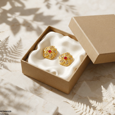 PETH00329 FRN Round Flower Tops Pair - PETH