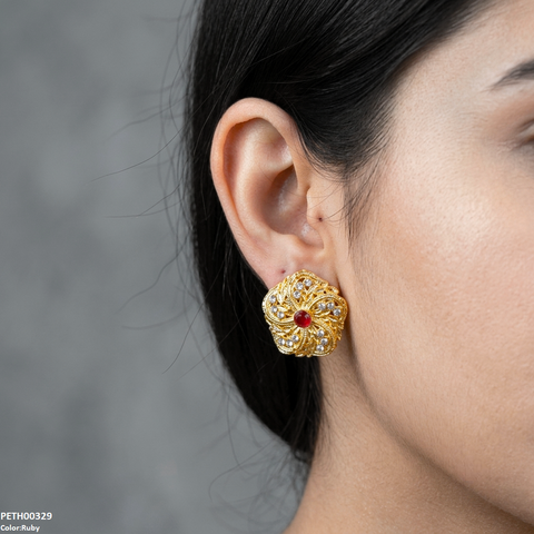 PETH00329 FRN Round Flower Tops Pair - PETH