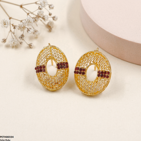 PETH00334 FRN Oval Round Stone Tops Pair - PETH