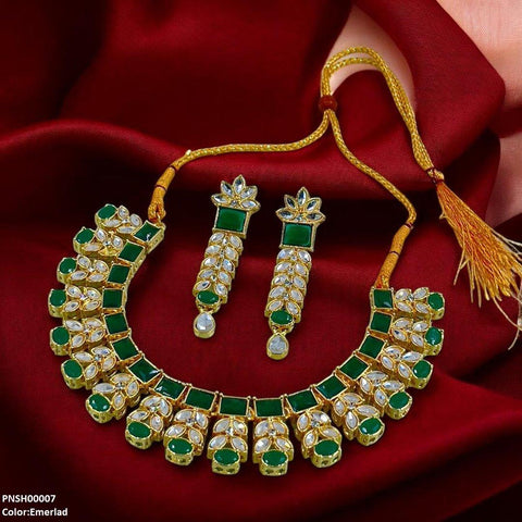 PNSH00007 SDQ Reactangle/Oval Tear Necklace Set - PNSH