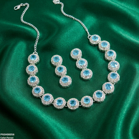 PNSH00056 ABD Round Crystal Stone Necklace Set - PNSH