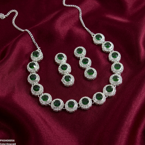 PNSH00056 ABD Round Crystal Stone Necklace Set - PNSH