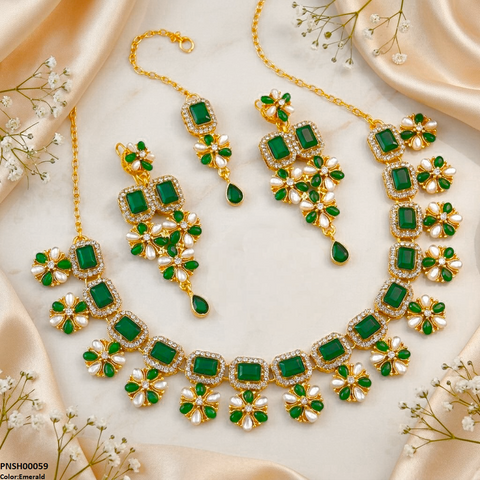 PNSH00059 FRN Tear/Flower Necklace Set - PNSH