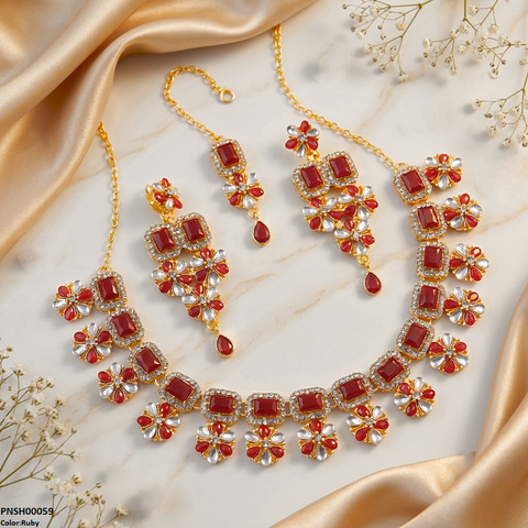 PNSH00059 FRN Tear/Flower Necklace Set - PNSH