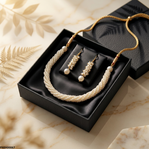 PNSH00067 FRN Pearl Round Necklace Set - PNSH