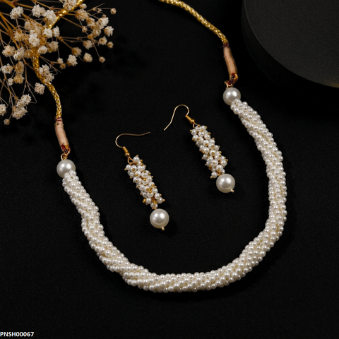 PNSH00067 FRN Pearl Round Necklace Set - PNSH