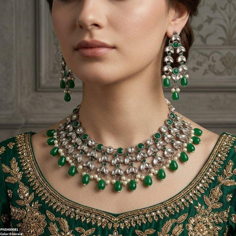 PNSH00081 FRN Tear Pearl Drop Necklace Set - PNSH