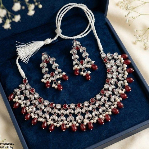 PNSH00081 FRN Tear Pearl Drop Necklace Set - PNSH