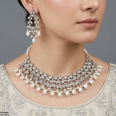 PNSH00081 FRN Tear Pearl Drop Necklace Set - PNSH