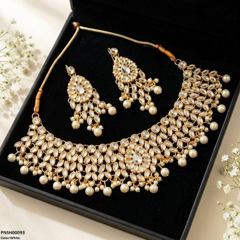 PNSH00093 FRN Tear/Marquise Pearl Drop Necklace Set - PNSH