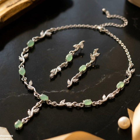 PNSH00098 SDQ Tulip Flower Drop Necklace Set - PNSH
