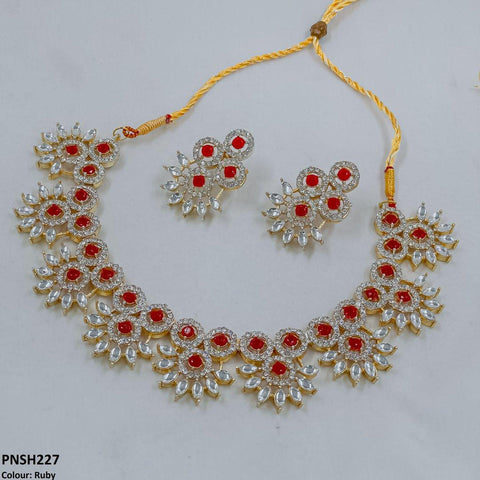 PNSH227 SDQ Round Pear Necklace Set - PNSH