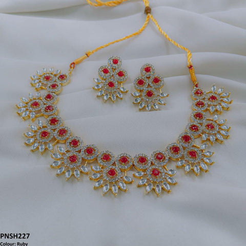 PNSH227 SDQ Round Pear Necklace Set - PNSH