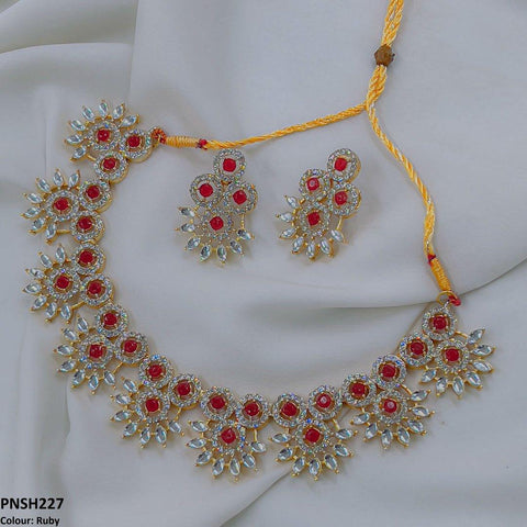 PNSH227 SDQ Round Pear Necklace Set - PNSH