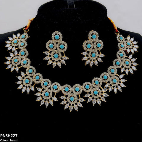 PNSH227 SDQ Round Pear Necklace Set - PNSH