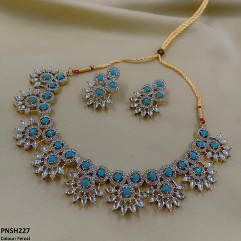 PNSH227 SDQ Round Pear Necklace Set - PNSH