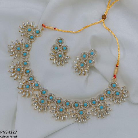 PNSH227 SDQ Round Pear Necklace Set - PNSH