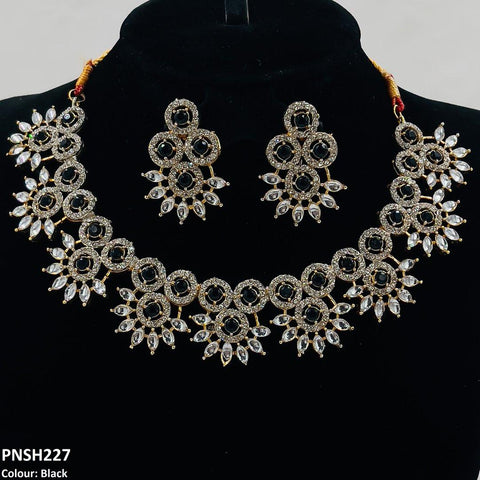 PNSH227 SDQ Round Pear Necklace Set - PNSH
