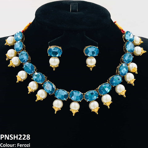 PNSH228 SDQ Oval Pearl Necklace Set - PNSH