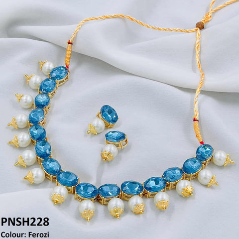 PNSH228 SDQ Oval Pearl Necklace Set - PNSH
