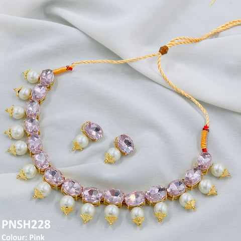PNSH228 SDQ Oval Pearl Necklace Set - PNSH
