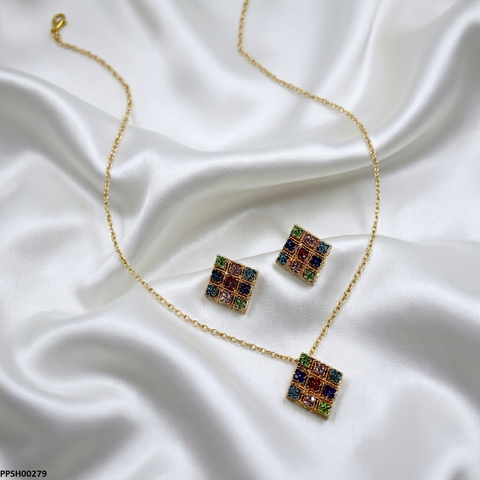 PPSH00279 ABD Diamond Multi Stone Pedant Set - PPSH
