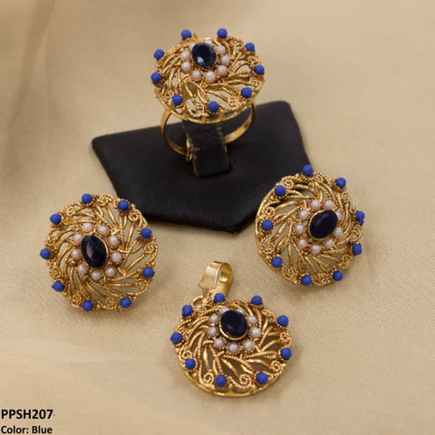 PPSH207 FRZ Oval With Layers Pendant Set - PPSH