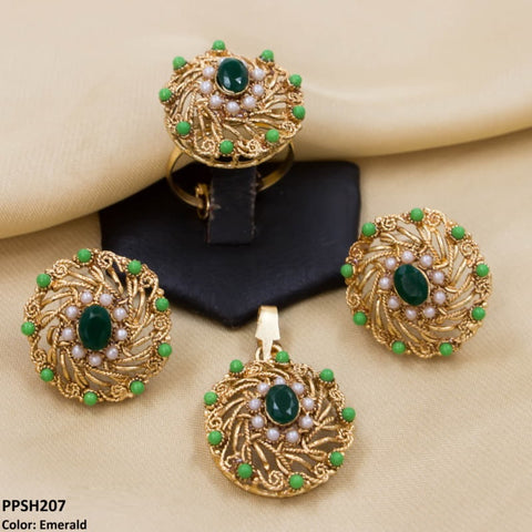 PPSH207 FRZ Oval With Layers Pendant Set - PPSH