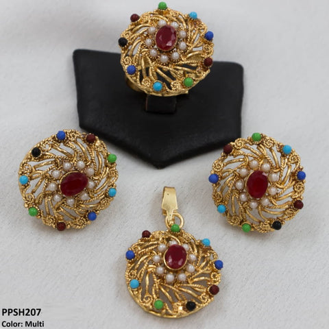 PPSH207 FRZ Oval With Layers Pendant Set - PPSH