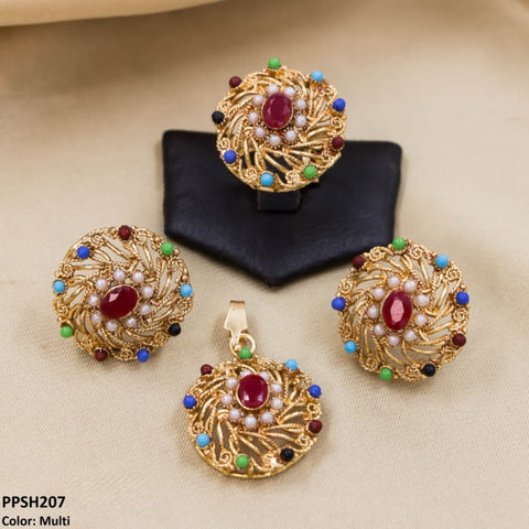 PPSH207 FRZ Oval With Layers Pendant Set - PPSH