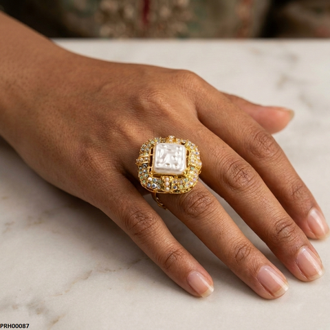 PRH00087 MZM Pearl/Square Ring Adjustable - PRH